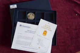 Royal Crowns Collection presentation case containing a Gibraltar Golden Wedding commemorative crown,