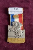 Swiss shooting prize medal, Société de Tir Bourgfelden, featuring Napoleon on horseback with 