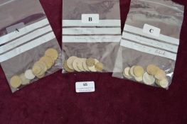 Three Bags of Assorted European & World Coins – Three labelled bags of assorted foreign coinage,