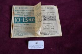 1947–48 Motor Fuel Ration Book with Coupons – An original post-war Motor Fuel Ration Book, serial