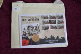 First World War Centenary First Day Coin Cover commemorating the Christmas Truce, incorporating