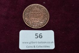 British India Queen Victoria 1862 Copper Half Anna – British India Queen Victoria copper half anna