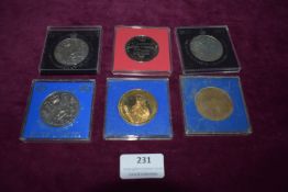 Six Assorted Royal & Commemorative Coins/Medallions – A collection of six assorted commemorative