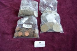 A quantity of Elizabeth II pre-decimal British coinage contained in labelled bags, including old