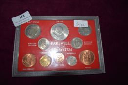 “Farewell to the £sd System” British Pre-Decimal Coin Set with Churchill Crown – A cased souvenir
