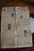 The Daily Mail Victory Edition – Original Front Cover of a newspaper dated Wednesday 15th August