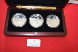 Queen Elizabeth II 80th Birthday Silver Proof Crown Collection – A cased set of three 2006 Isle of