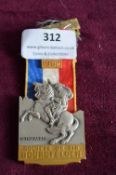 Swiss shooting prize medal, Société de Tir Bourgfelden, featuring Napoleon on horseback with 