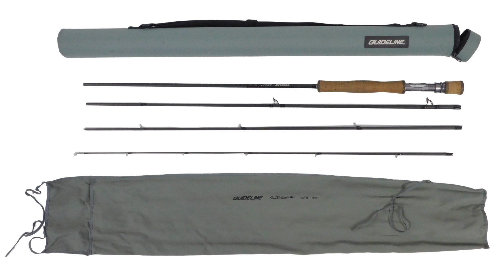 A Guide Line LDX four piece fly fishing rod, cased.