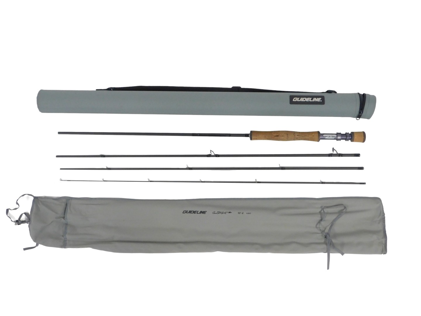 A Guide Line LDX four piece fly fishing rod, cased.