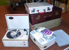 A Grundig TK14 reel-to-reel tape recorder, together with a Philips portable record player, various