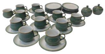 A Denby stoneware Regency green pattern part tea service, to include tea cups and saucers, lidded