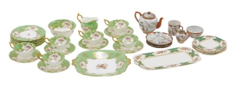 Various 19thC and other teaware, a Coalport part tea service, to include serving plate, 23cm wide,