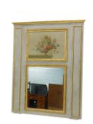 A 20thC wooden mirror panel, of rectangular form, with fixed pediment raised above a rectangular