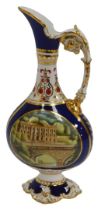 A Royal Crown Derby Chatsworth porcelain vase or ewer, decorated with a scene of the west front