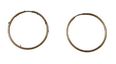 A pair of hoop earrings, yellow metal stamped 375, 0.2g.