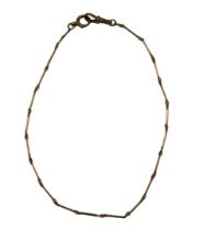 A rose gold part longuard chain, converted to a necklace, with a clip and bolt ring clasp, on a