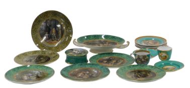 Various 19thC and later Prattware and Prattware style ornaments, lidded jar, 14cm diameter,