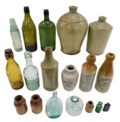 Various bottles, stoneware flagon, with Dawber & Sons Lincoln label, with flared surround, 37cm