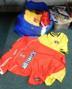 Various football clothing, including shirts, and a scarf. (a quantity)