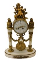 A late 19thC Louis XVI style French mantel clock, with an eight-day movement striking on a bell,