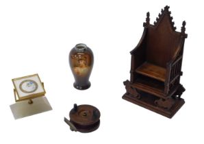 A wooden model of the Coronation Throne in Westminster Abbey, 24.5cm high, together with a small