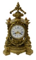 A late 19thC French Napoleon III style ormolu mantel clock, with an eight day movement striking on a