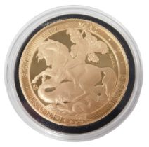 An East India Company William Wyon 22ct gold five sovereign proof coin, St Helena issue, edition