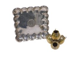 A 20thC Peruvian dish, of shaped square form, centred by a 1/2 Sol coin, dated 1916, marked Peru