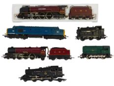 Hornby and Tri-ang OO gauge locomotives, including a Saddle Tank locomotive, 748, 0-6-0, in BR black