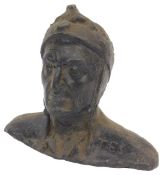 A 19thC Italian Grand Tour bronze bust of Dante Alighieri, hollow cast, the shoulders inscribed