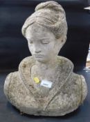 A stoneware bust of a lady.