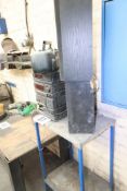 BLUE PAINTED SMALL SIDE TABLE 21INCH, IOWA RADIO, PHILIPS RADIO & SPEAKERS