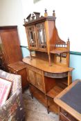 Large decorated late Victorian display cabinet base with open shelving cupboard and drawer,