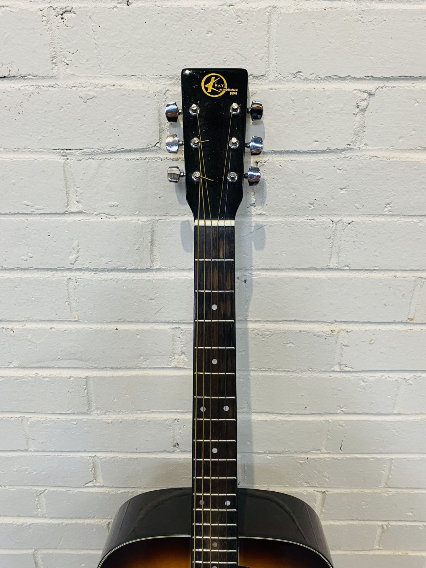 A Kay K-520 six string acoustic guitar with a soft carry case - Image 3 of 8