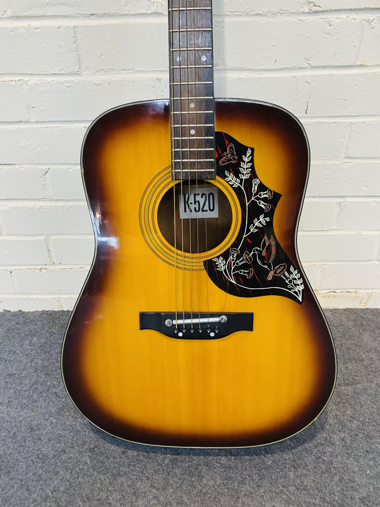 A Kay K-520 six string acoustic guitar with a soft carry case - Image 2 of 8