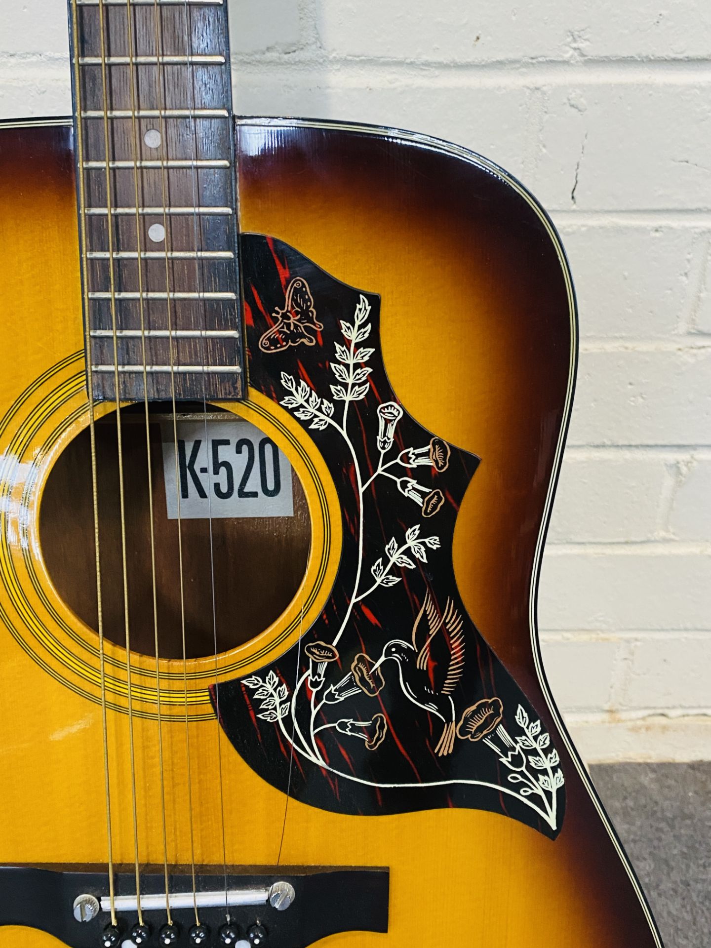 A Kay K-520 six string acoustic guitar with a soft carry case - Image 4 of 8