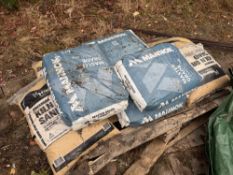 Four cement bags and four kiln dried sand (some split bags)