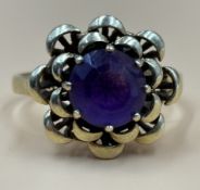 1 Ring mit Stein verm. Amethyst - 585er Gold