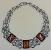 1 Kette mit Bernstein - 835er Silber - brutto 47,23 g