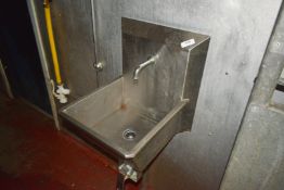 1 x Wall Mounted Knee Operated Hand Wash Sink Basin with Splashback