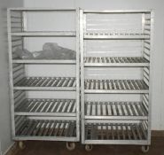 2 x Stainless Steel Cold Room Shelving Racks on Castors - Dimensions: H172 x W87 x D71 cms