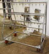 1 x Meat Hanging Offal Trolley - Mobile on Castor Wheels - Dimensions: H144 x W144 x D82 cms