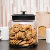 2 x Anchor Hocking Mini Montana 96oz Glass Jars with Black Aluminium Lids - RRP £60 - New Boxed