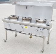 1 x ACK Heavy Duty Three Burner Wok Range Cooker - Natural Gas - Manufactured in 2021 - Ref: