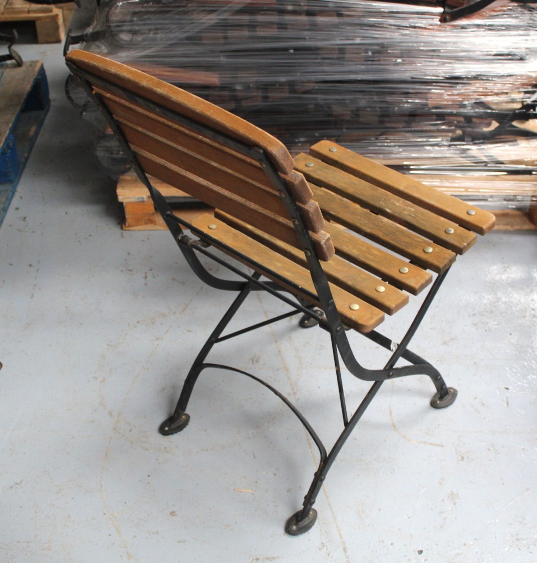 4 x Fontenay Garpa Outdoor Belle Époque Style Folding  Bistro Garden Chairs - Teak Wood with a Steel - Image 4 of 5