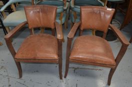 4 x Vintage Distressed Style Restaurant Chairs Featuring Cushioned Seats, Backrests, Armrests