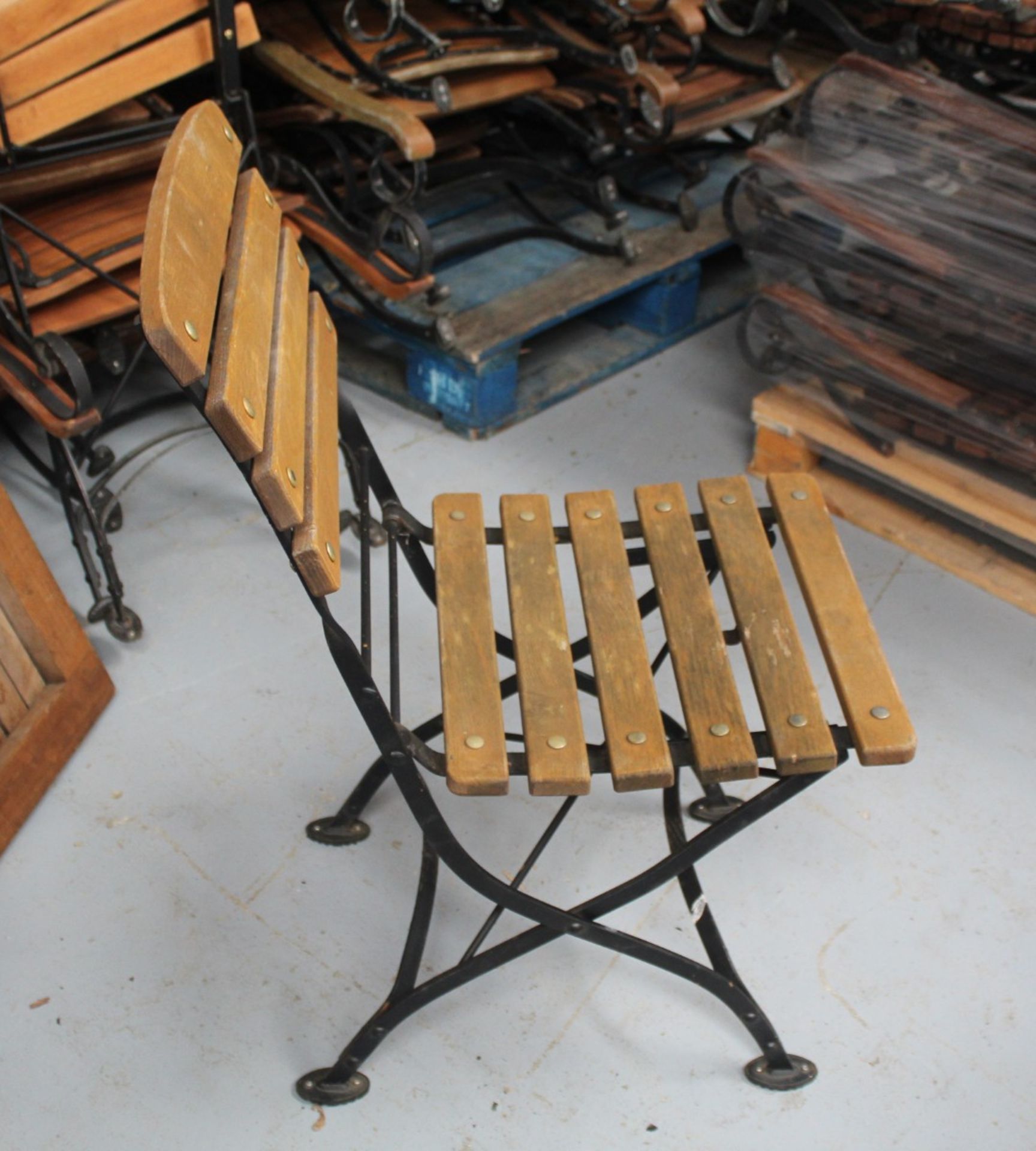4 x Fontenay Garpa Outdoor Belle Époque Style Folding  Bistro Garden Chairs - Teak Wood with a Steel - Image 3 of 5