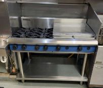 1 x BLUE SEAL 4-Burner Gas Cooktop With Griddle Plate - Includes Stand - Ref: AC106 - CL1066 -