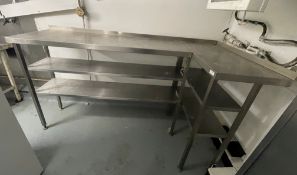 1 x Corner Prep Table With 2 Level Undershelves - Ref: AC170 - CL1066 - Location: